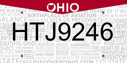 HTJ9246 Ohio License Plate