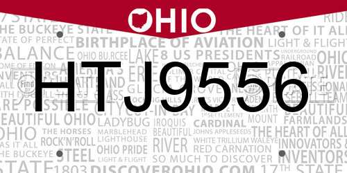 HTJ9556 Ohio License Plate