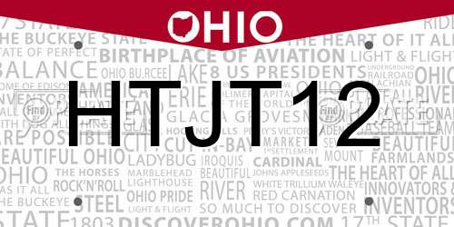 HTJT12 Ohio License Plate