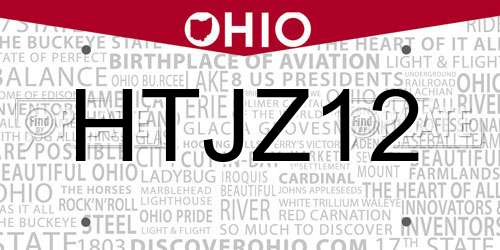 HTJZ12 Ohio License Plate