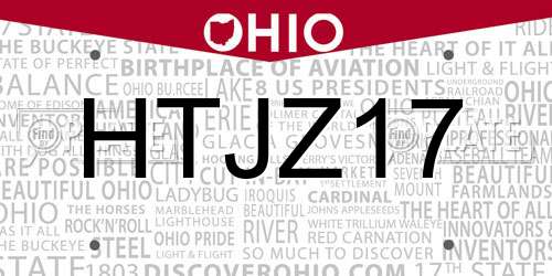 HTJZ17 Ohio License Plate