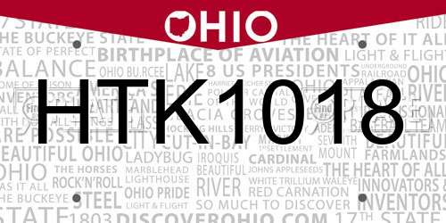 HTK1018 Ohio License Plate