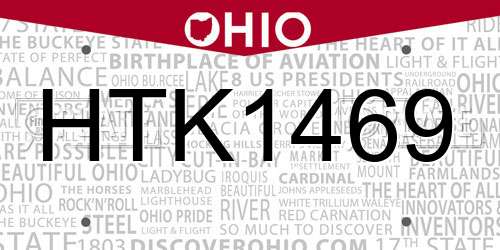 HTK1469 Ohio License Plate