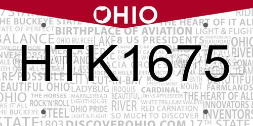HTK1675 Ohio License Plate