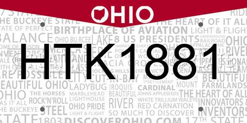 HTK1881 Ohio License Plate
