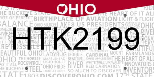 HTK2199 Ohio License Plate