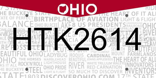 HTK2614 Ohio License Plate