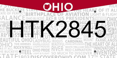 HTK2845 Ohio License Plate