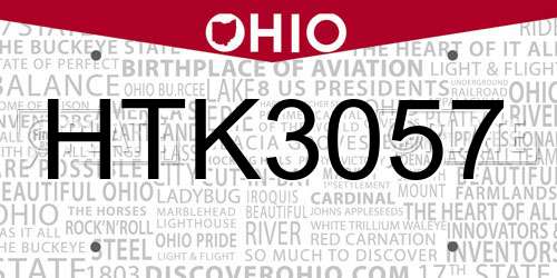 HTK3057 Ohio License Plate