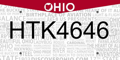HTK4646 Ohio License Plate
