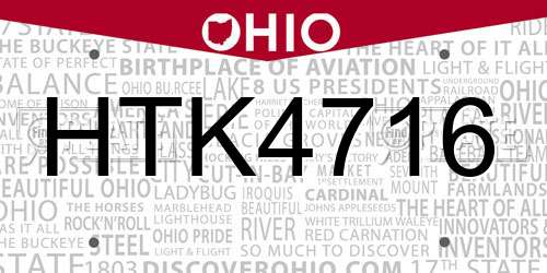 HTK4716 Ohio License Plate