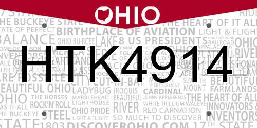 HTK4914 Ohio License Plate