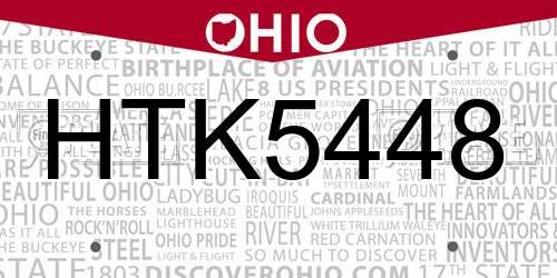 HTK5448 Ohio License Plate