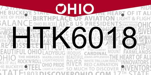 HTK6018 Ohio License Plate