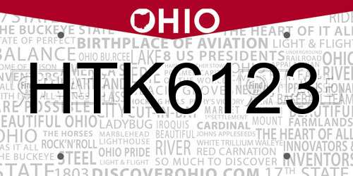 HTK6123 Ohio License Plate