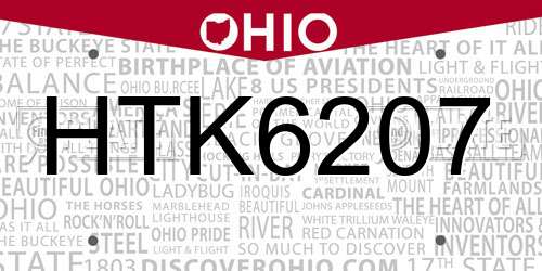 HTK6207 Ohio License Plate