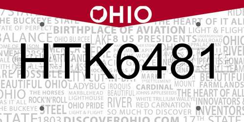 HTK6481 Ohio License Plate