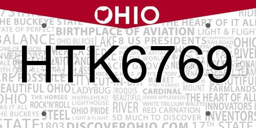 HTK6769 Ohio License Plate