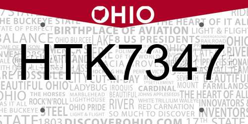 HTK7347 Ohio License Plate