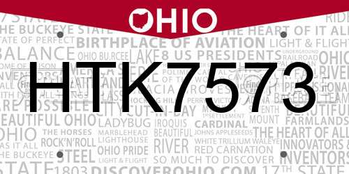 HTK7573 Ohio License Plate