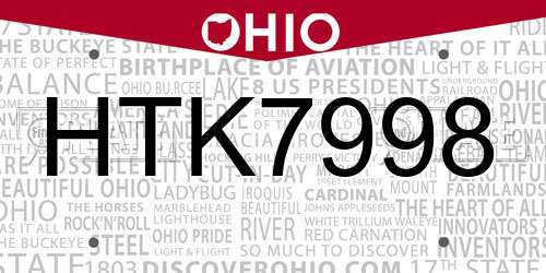 HTK7998 Ohio License Plate