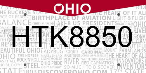 HTK8850 Ohio License Plate