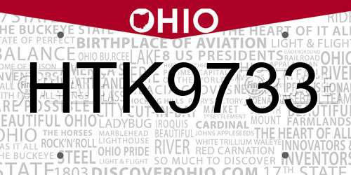 HTK9733 Ohio License Plate