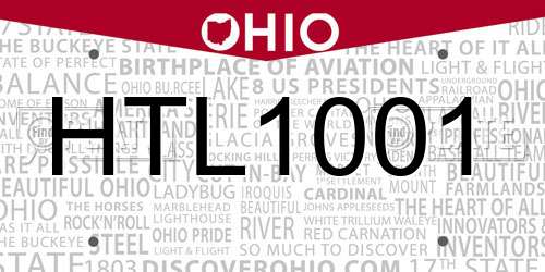 HTL1001 Ohio License Plate