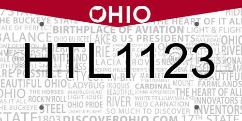 HTL1123 Ohio License Plate