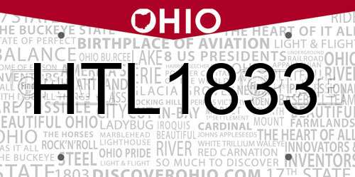 HTL1833 Ohio License Plate