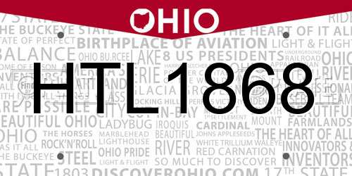 HTL1868 Ohio License Plate