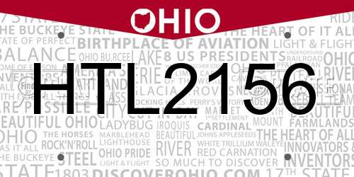 HTL2156 Ohio License Plate