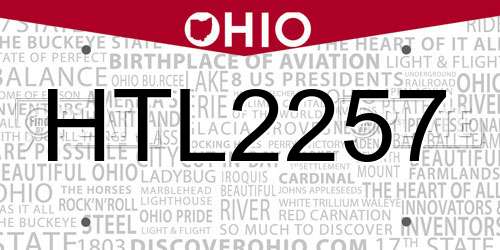 HTL2257 Ohio License Plate