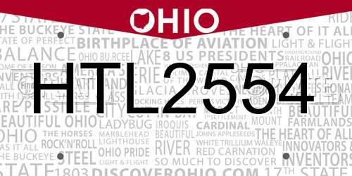 HTL2554 Ohio License Plate