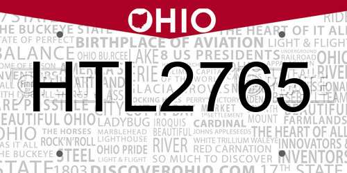 HTL2765 Ohio License Plate