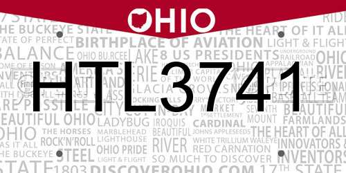 HTL3741 Ohio License Plate