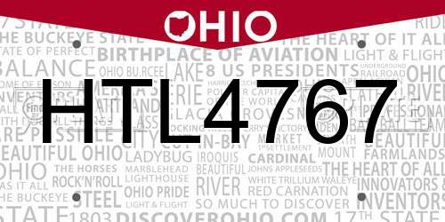 HTL4767 Ohio License Plate
