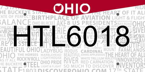 HTL6018 Ohio License Plate