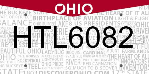 HTL6082 Ohio License Plate