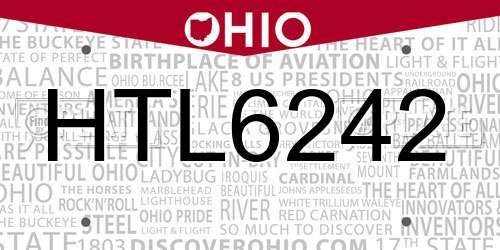 HTL6242 Ohio License Plate