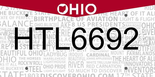 HTL6692 Ohio License Plate