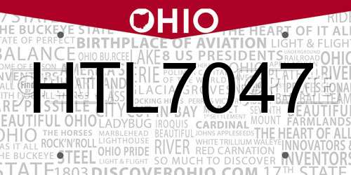 HTL7047 Ohio License Plate