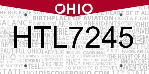 HTL7245 Ohio License Plate