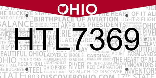 HTL7369 Ohio License Plate