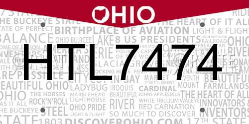 HTL7474 Ohio License Plate