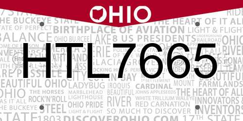 HTL7665 Ohio License Plate