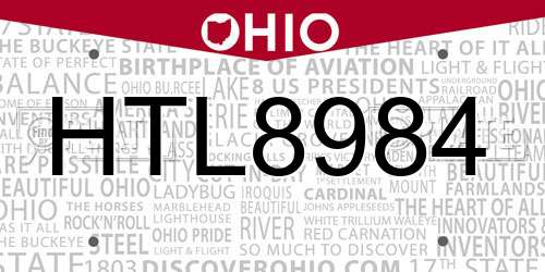 HTL8984 Ohio License Plate