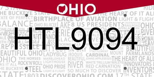 HTL9094 Ohio License Plate