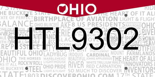 HTL9302 Ohio License Plate