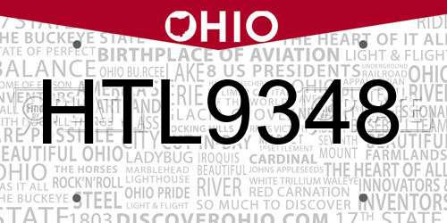 HTL9348 Ohio License Plate